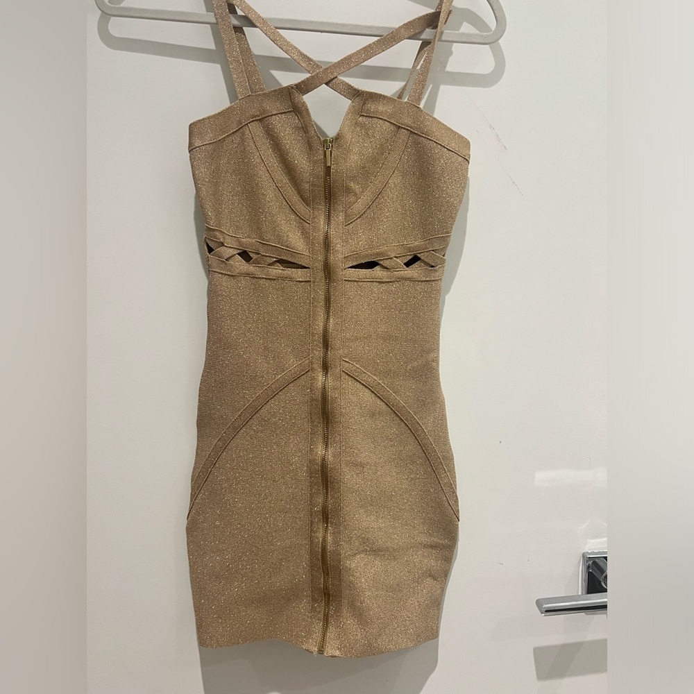 Bebe gold sparkle body on dress